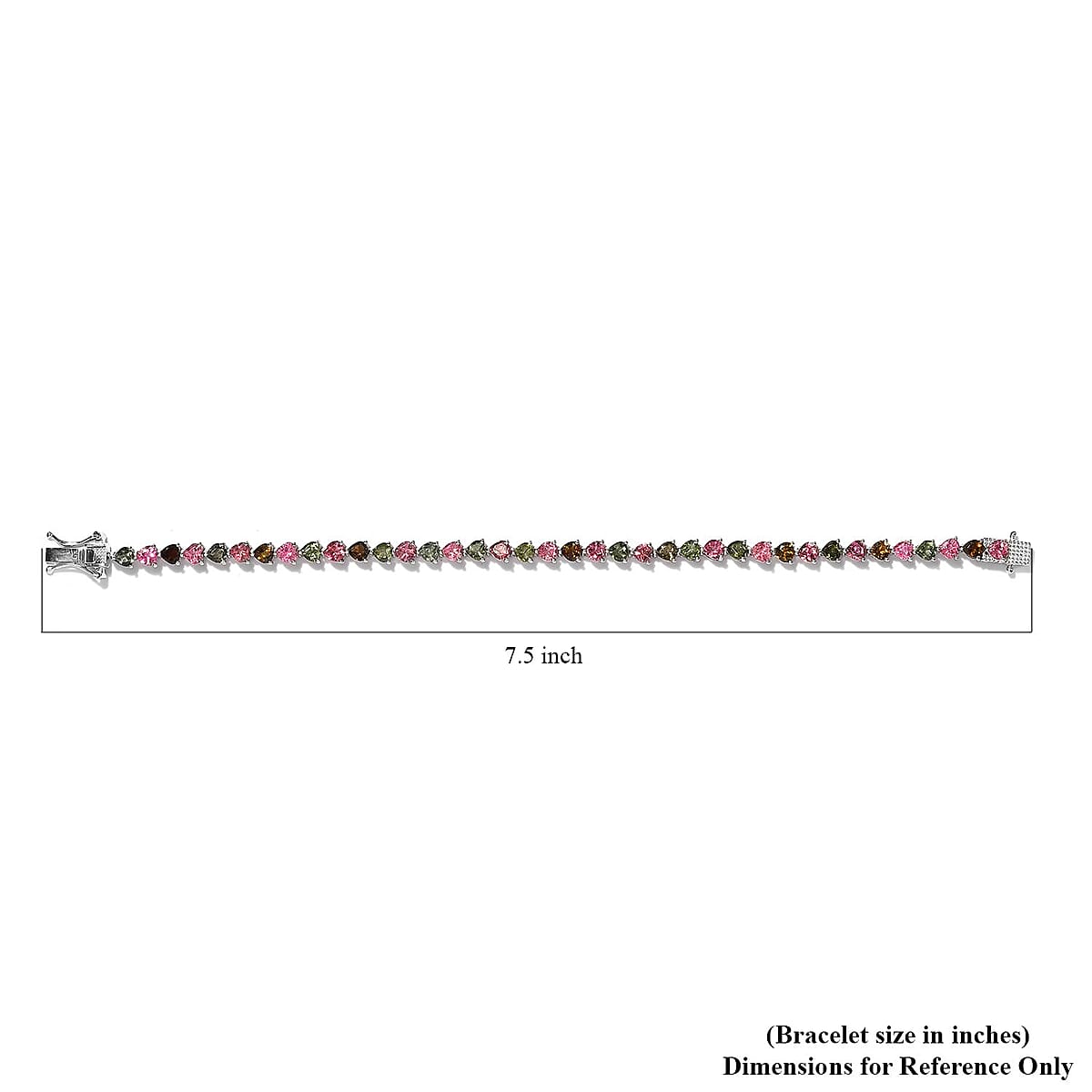 Multi-Tourmaline Tennis Bracelet in Platinum Over Sterling Silver (7.25 In) 8.50 ctw image number 4