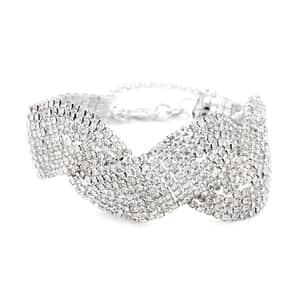 Austrian Crystal Cluster Bracelet in Silvertone (7.5-9.5In)