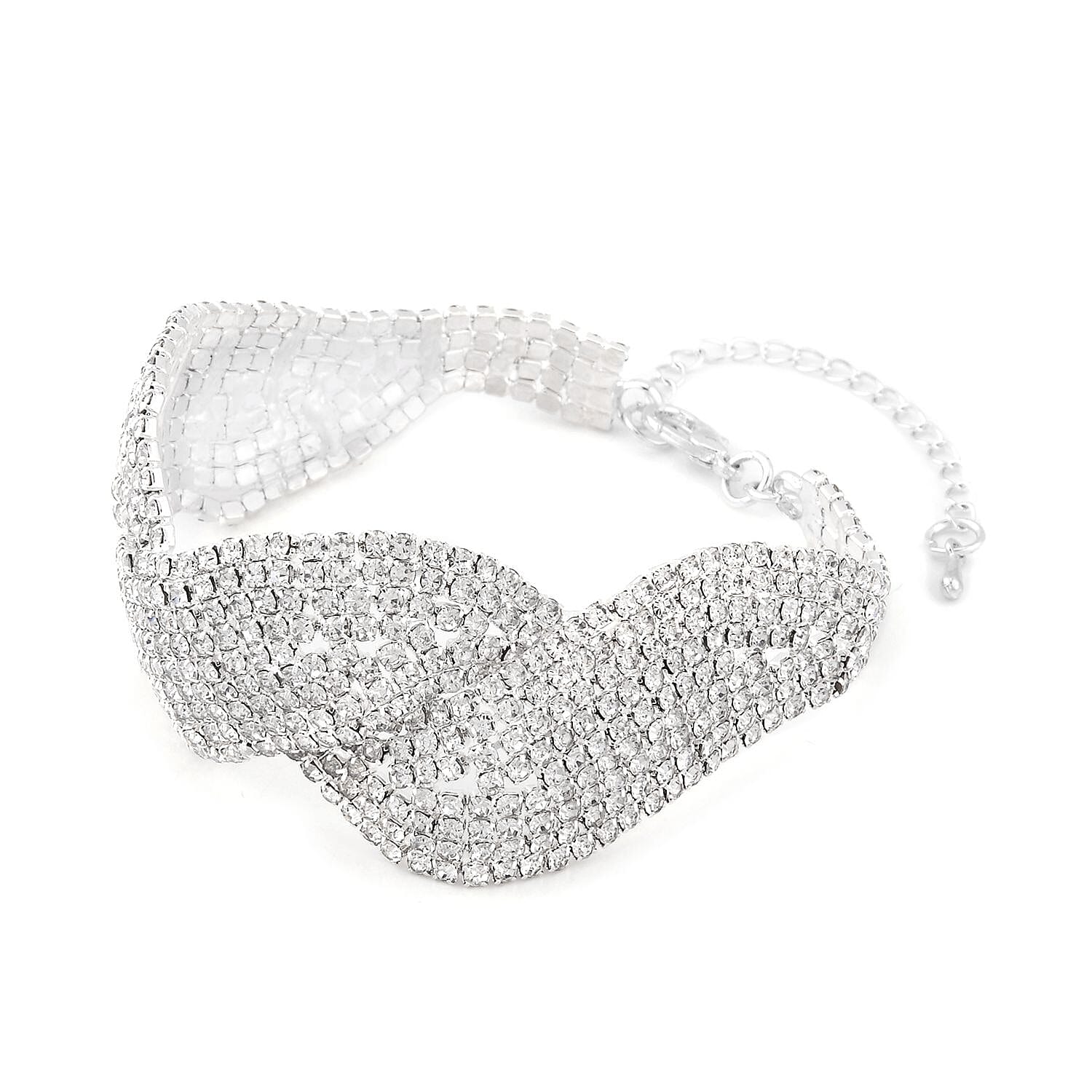 Austrian Crystal Cluster Bracelet in Silvertone (7.5-9.5In)