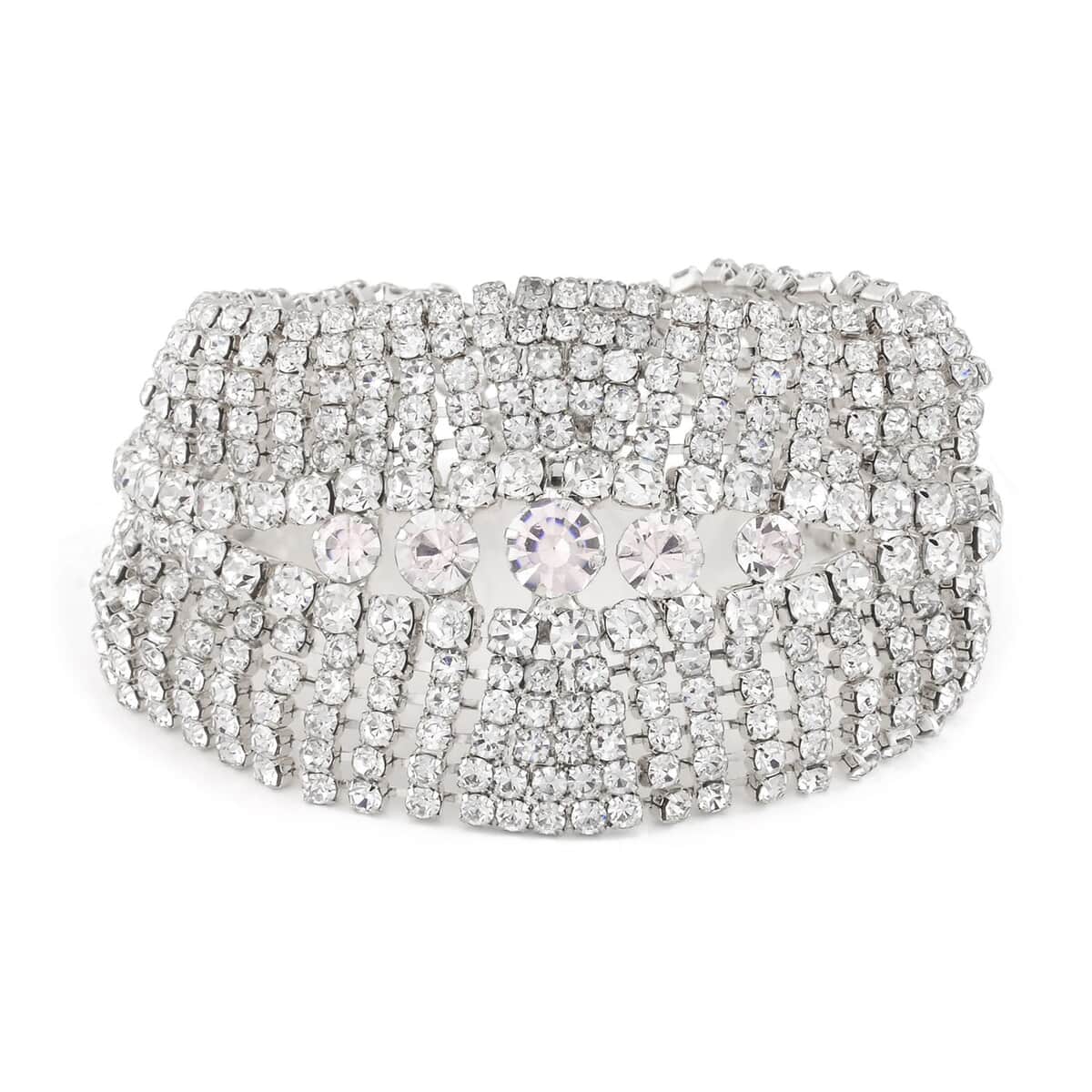 Austrian Crystal Cluster Bracelet in Silvertone (7.5-9.5In) image number 0