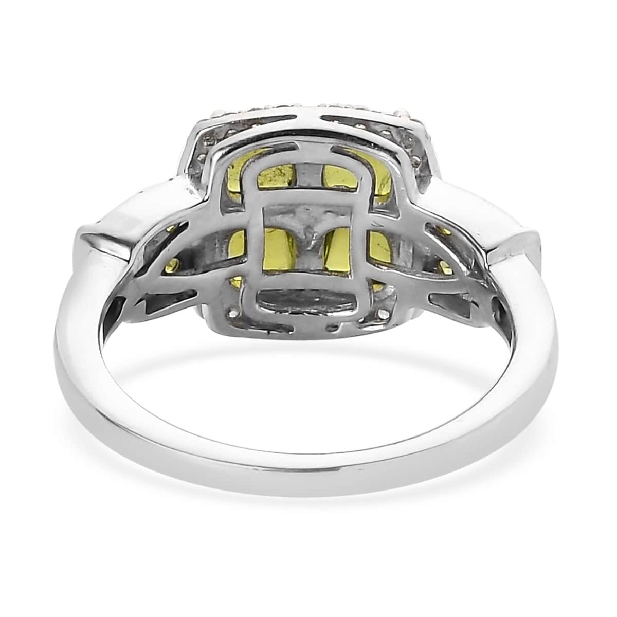 Italian Natural Vesuvianite and Natural White Zircon Ring in Platinum Over Sterling Silver 2.25 ctw image number 4