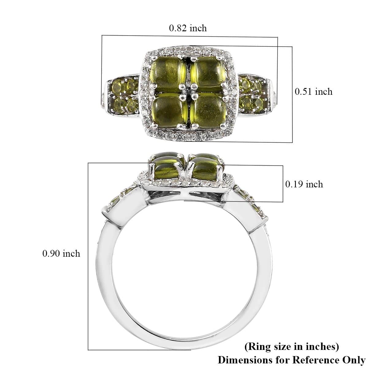 Italian Natural Vesuvianite and Natural White Zircon Ring in Platinum Over Sterling Silver 2.25 ctw image number 5