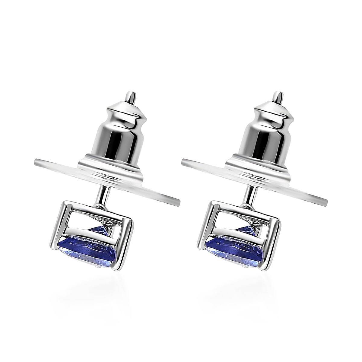 AAA Tanzanite Solitaire Stud Earrings in Platinum Over Sterling Silver 1.25 ctw image number 3