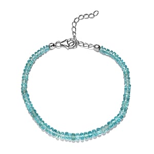 Madagascar Paraiba Apatite Beaded Bracelet in Sterling Silver (7.25 In) 29.75 ctw