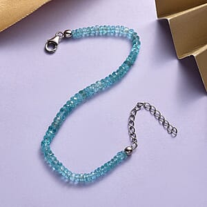 Madagascar Paraiba Apatite Beaded Bracelet in Sterling Silver (7.25 In) 29.75 ctw