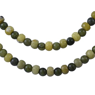 Connemara Marble 2 Row Beaded Necklace 18 Inches in Rhodium Over Sterling Silver 275.00 ctw