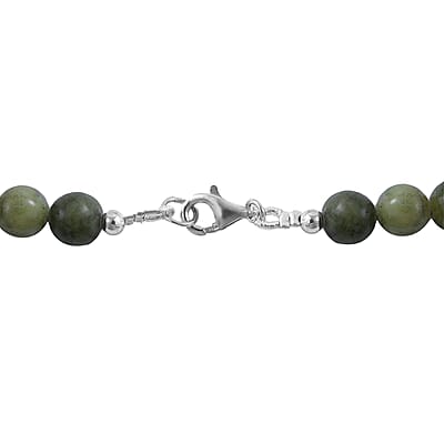 Connemara Marble Beaded Necklace 18 Inches in Rhodium Over Sterling Silver 150.00 ctw