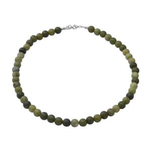 Connemara Marble Beaded Necklace 18 Inches in Rhodium Over Sterling Silver 150.00 ctw