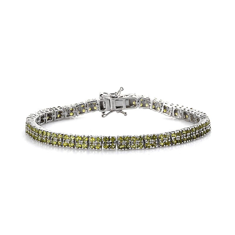 Italian Natural Vesuvianite 2 Row Tennis Bracelet in Platinum Over Sterling Silver (6.50 In) 6.00 ctw