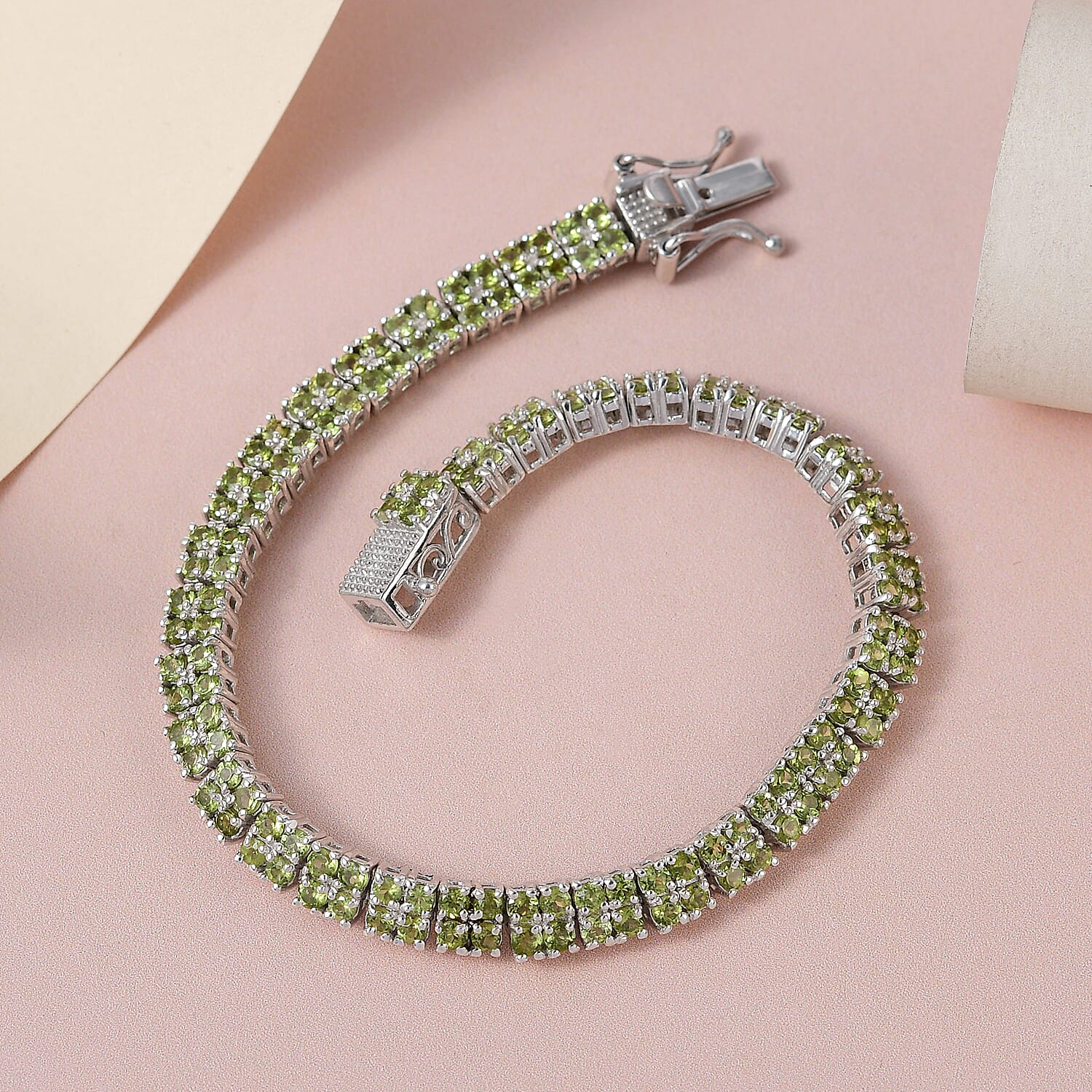 Italian Natural Vesuvianite 2 Row Tennis Bracelet in Platinum Over Sterling Silver (6.50 In) 6.00 ctw