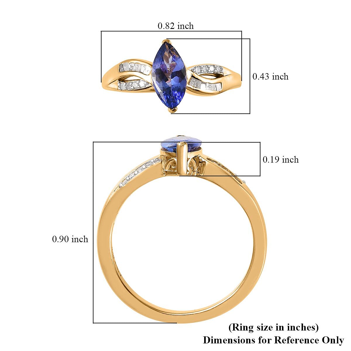 AAA Tanzanite and Diamond Infinity Shank Ring in Vermeil Yellow Gold Over Sterling Silver (Size 6.0) 1.15 ctw image number 5