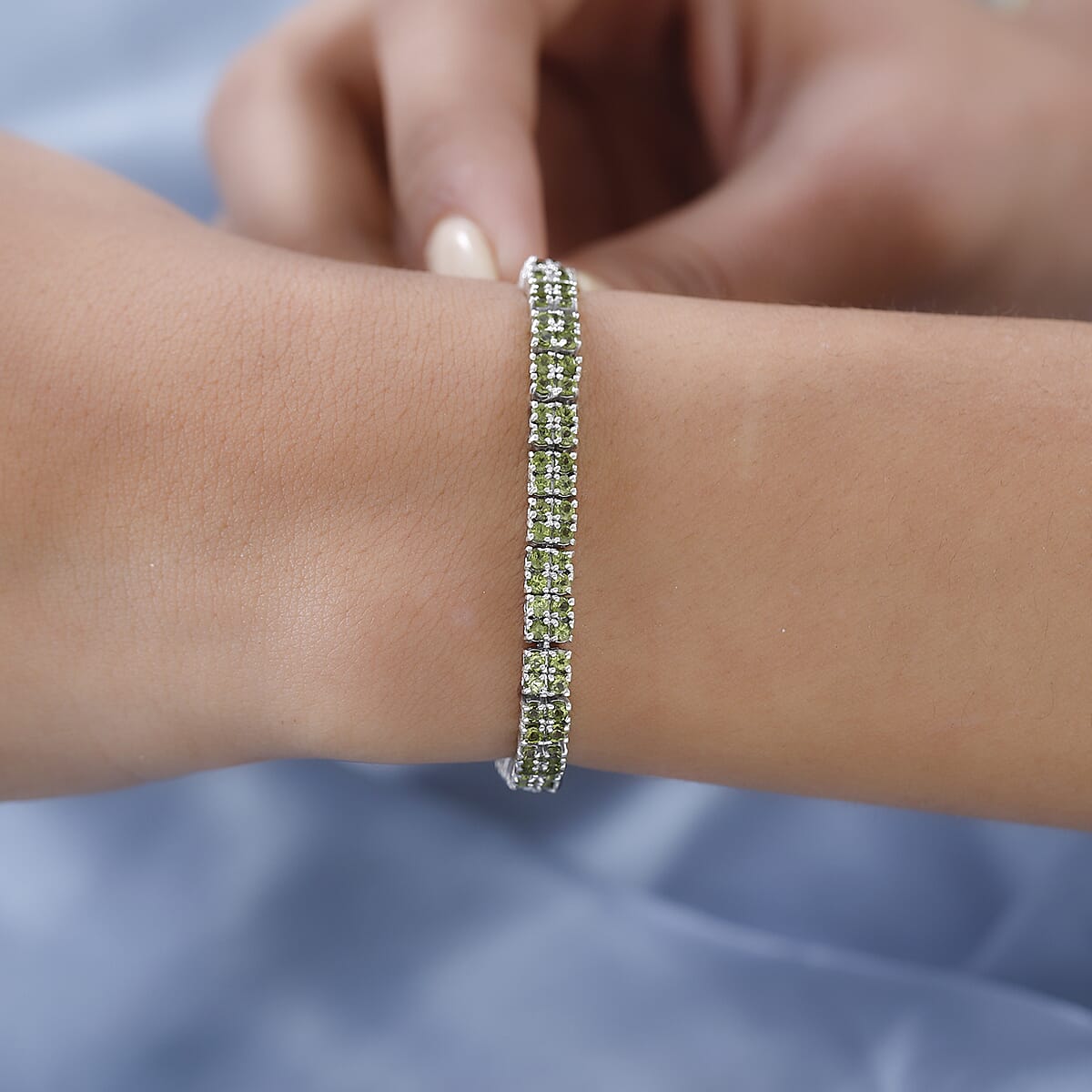 Italian Natural Vesuvianite 2 Row Tennis Bracelet in Platinum Over Sterling Silver (7.25 In) 6.75 ctw image number 2