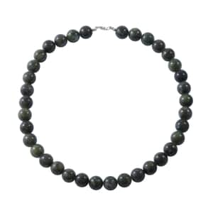 Connemara Marble Beaded Necklace 18 Inches in Rhodium Over Sterling Silver 325.00 ctw