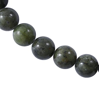 Connemara Marble Beaded Necklace 18 Inches in Rhodium Over Sterling Silver 325.00 ctw