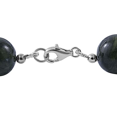 Connemara Marble Beaded Necklace 18 Inches in Rhodium Over Sterling Silver 325.00 ctw
