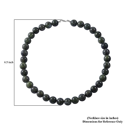 Connemara Marble Beaded Necklace 18 Inches in Rhodium Over Sterling Silver 325.00 ctw