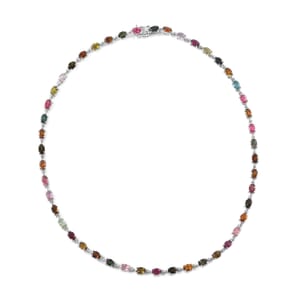 Multi-Tourmaline Necklace 18 Inches in Platinum Over Sterling Silver 22.10 ctw