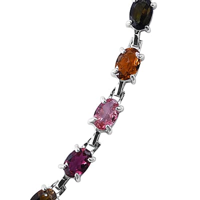 Multi-Tourmaline Necklace 18 Inches in Platinum Over Sterling Silver 22.10 ctw