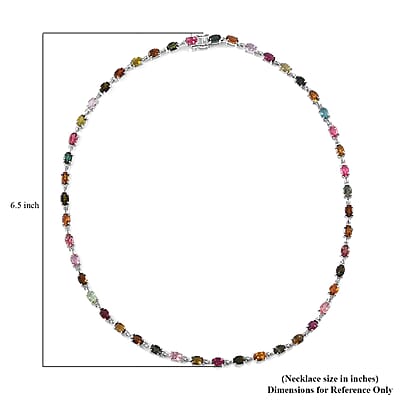 Multi-Tourmaline Necklace 18 Inches in Platinum Over Sterling Silver 22.10 ctw