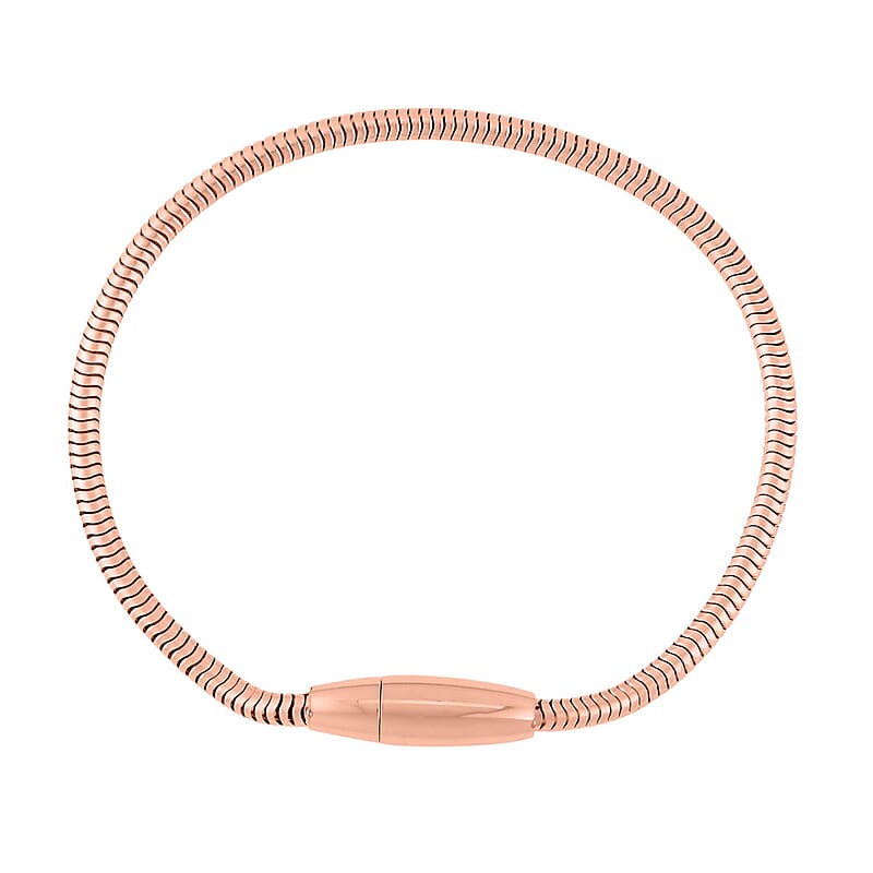Snake Chain Bracelet in ION Plated RG Stainless Steel (7.50 In) with Oval Shape Lock , Tarnish-Free, Waterproof, Sweat Proof Jewelry