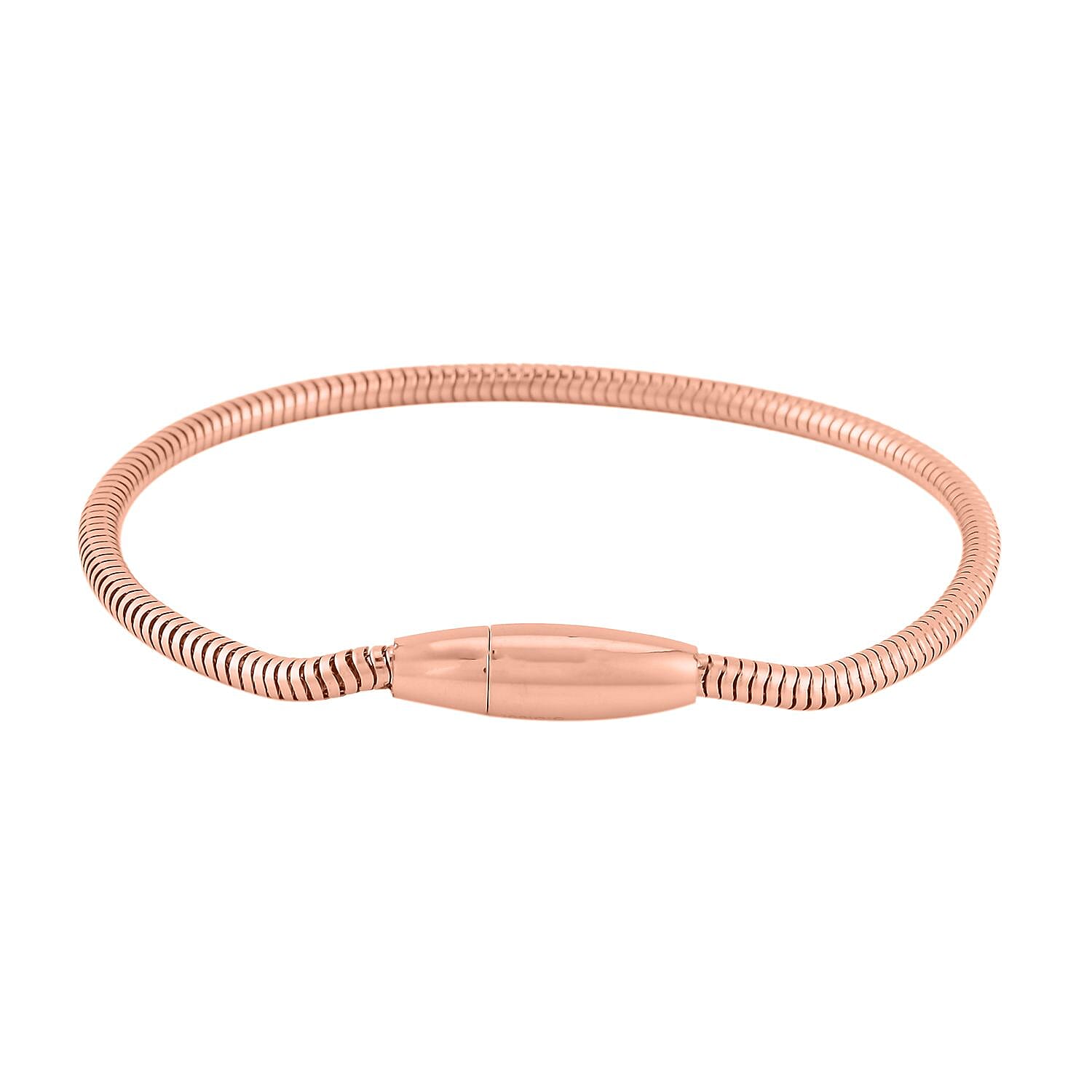 Snake Chain Bracelet in ION Plated RG Stainless Steel (7.50 In) with Oval Shape Lock , Tarnish-Free, Waterproof, Sweat Proof Jewelry