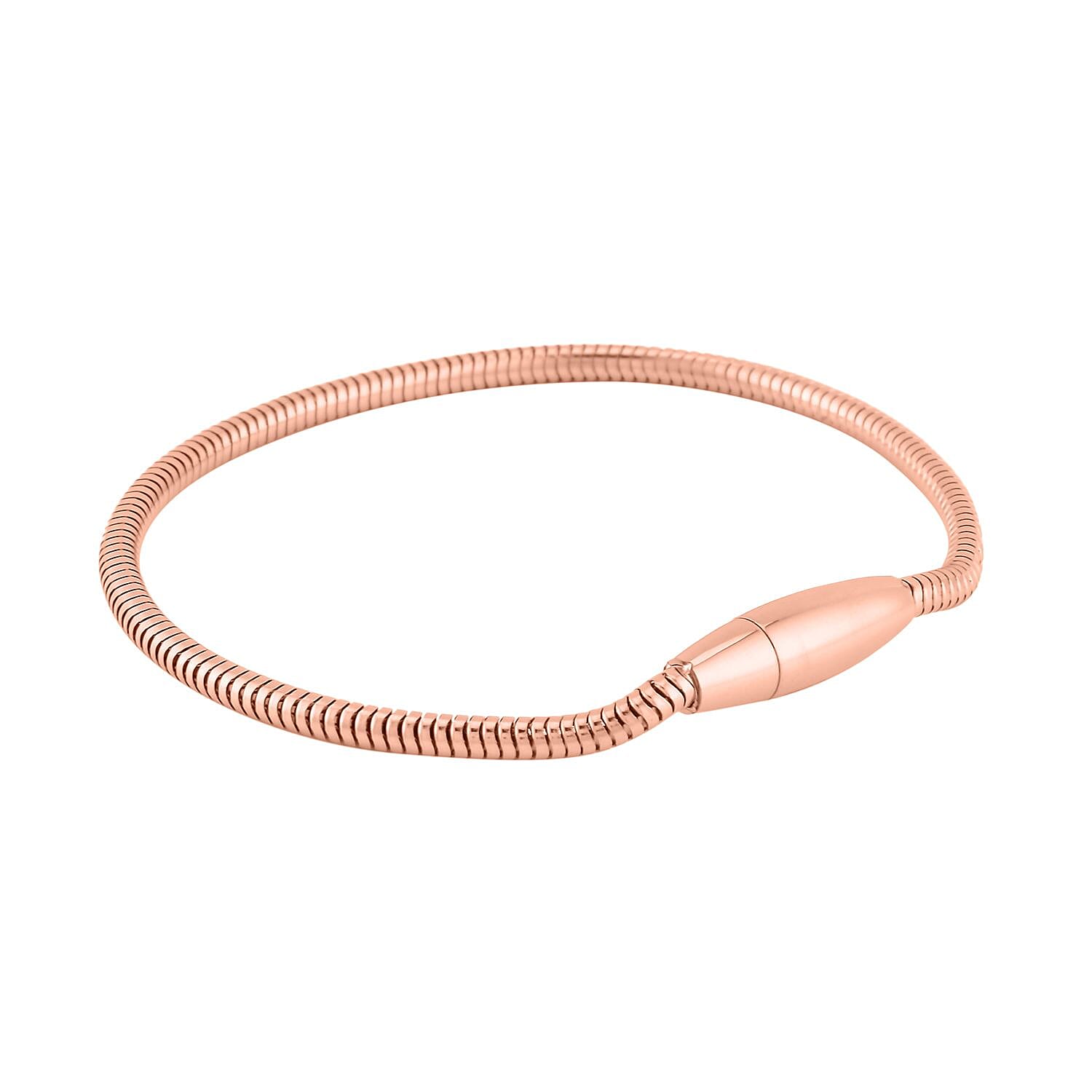 Snake Chain Bracelet in ION Plated RG Stainless Steel (7.50 In) with Oval Shape Lock , Tarnish-Free, Waterproof, Sweat Proof Jewelry