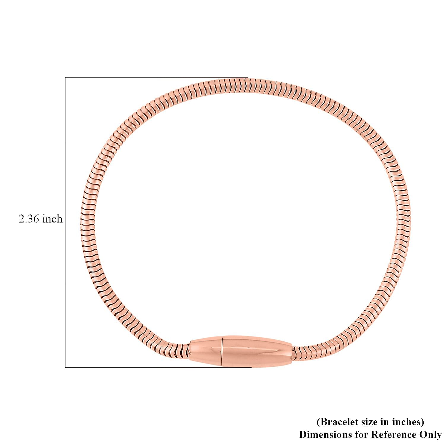 Snake Chain Bracelet in ION Plated RG Stainless Steel (7.50 In) with Oval Shape Lock , Tarnish-Free, Waterproof, Sweat Proof Jewelry