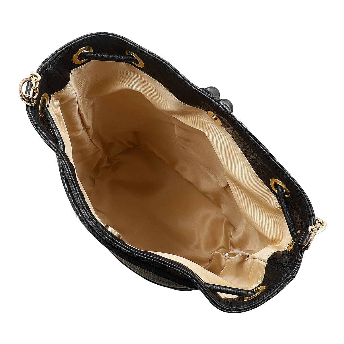 Brocade Leather Crossbody Bag  Color: Black Size: 12 L x 5.75 W x 9.75 H INCH image number 3