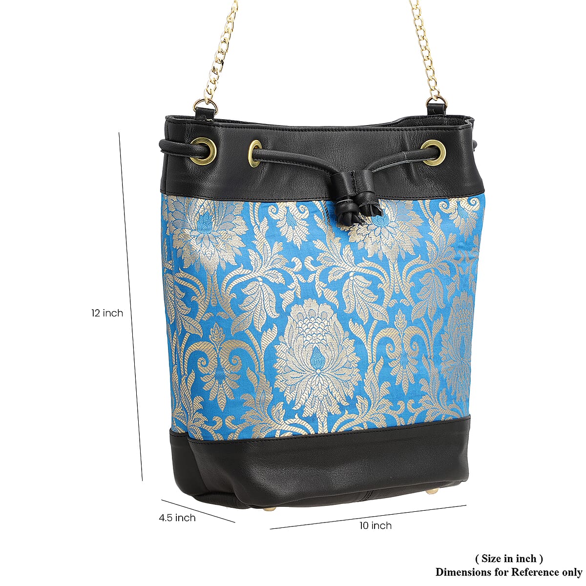 Brocade Leather Crossbody Bag  Color: Black Size: 12 L x 5.75 W x 9.75 H INCH image number 6