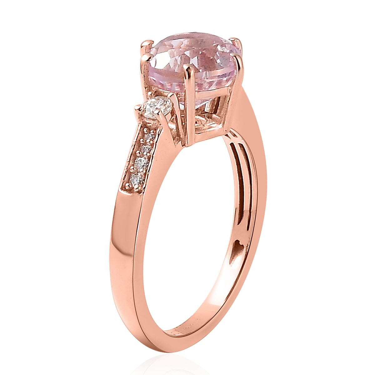 Premium Martha Rocha Kunzite and Moissanite Ring in Vermeil Rose Gold Over Sterling Silver (Size 10.0) 2.75 ctw image number 3