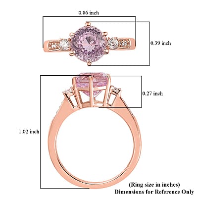 Premium Martha Rocha Kunzite and Moissanite Ring in Vermeil Rose Gold Over Sterling Silver (Size 10.0) 2.75 ctw