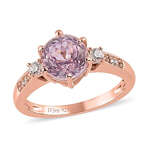 Premium Martha Rocha Kunzite and Moissanite Ring in Vermeil Rose Gold Over Sterling Silver (Size 9.0) 2.75 ctw
