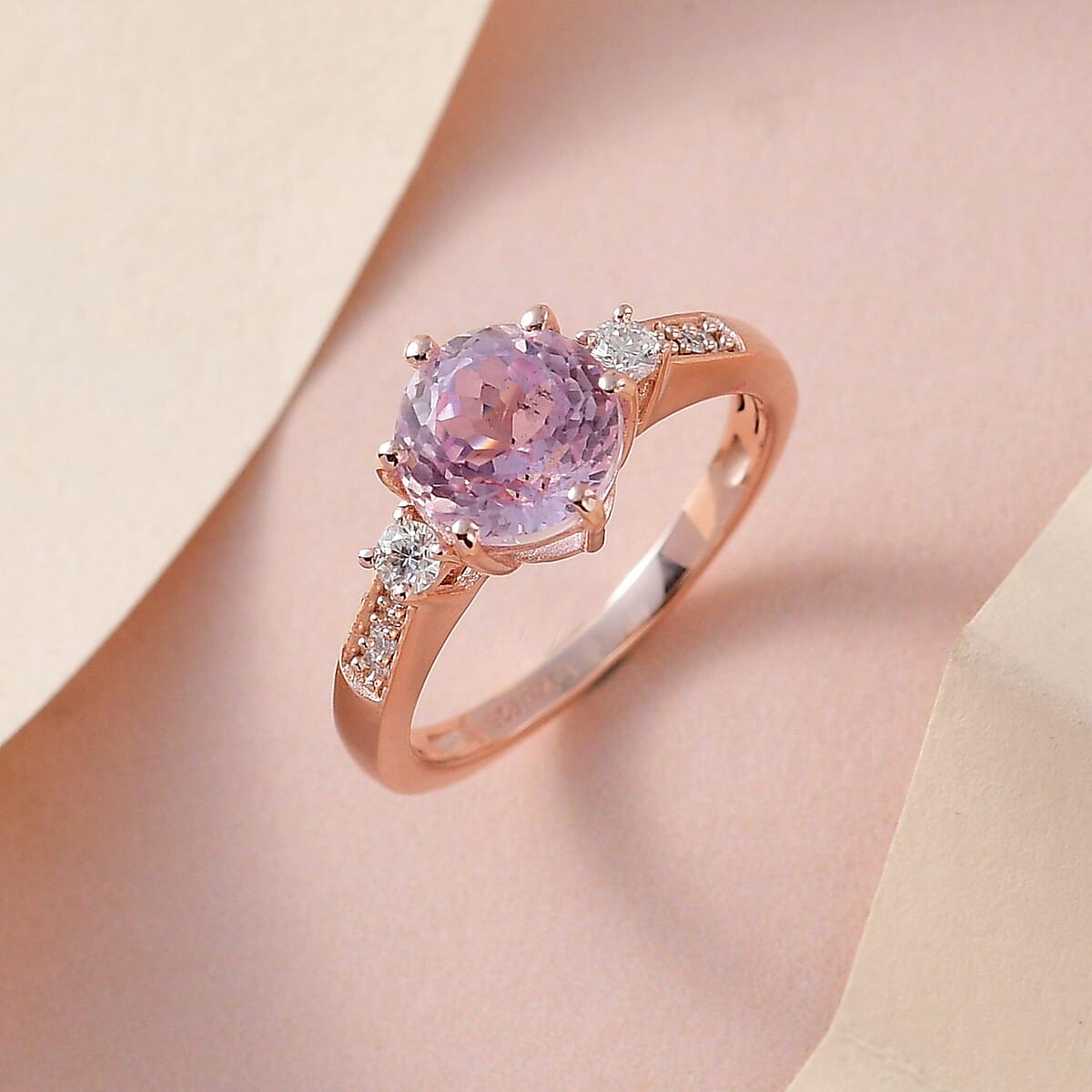 Premium Martha Rocha Kunzite and Moissanite Ring in Vermeil Rose Gold Over Sterling Silver (Size 9.0) 2.75 ctw image number 1