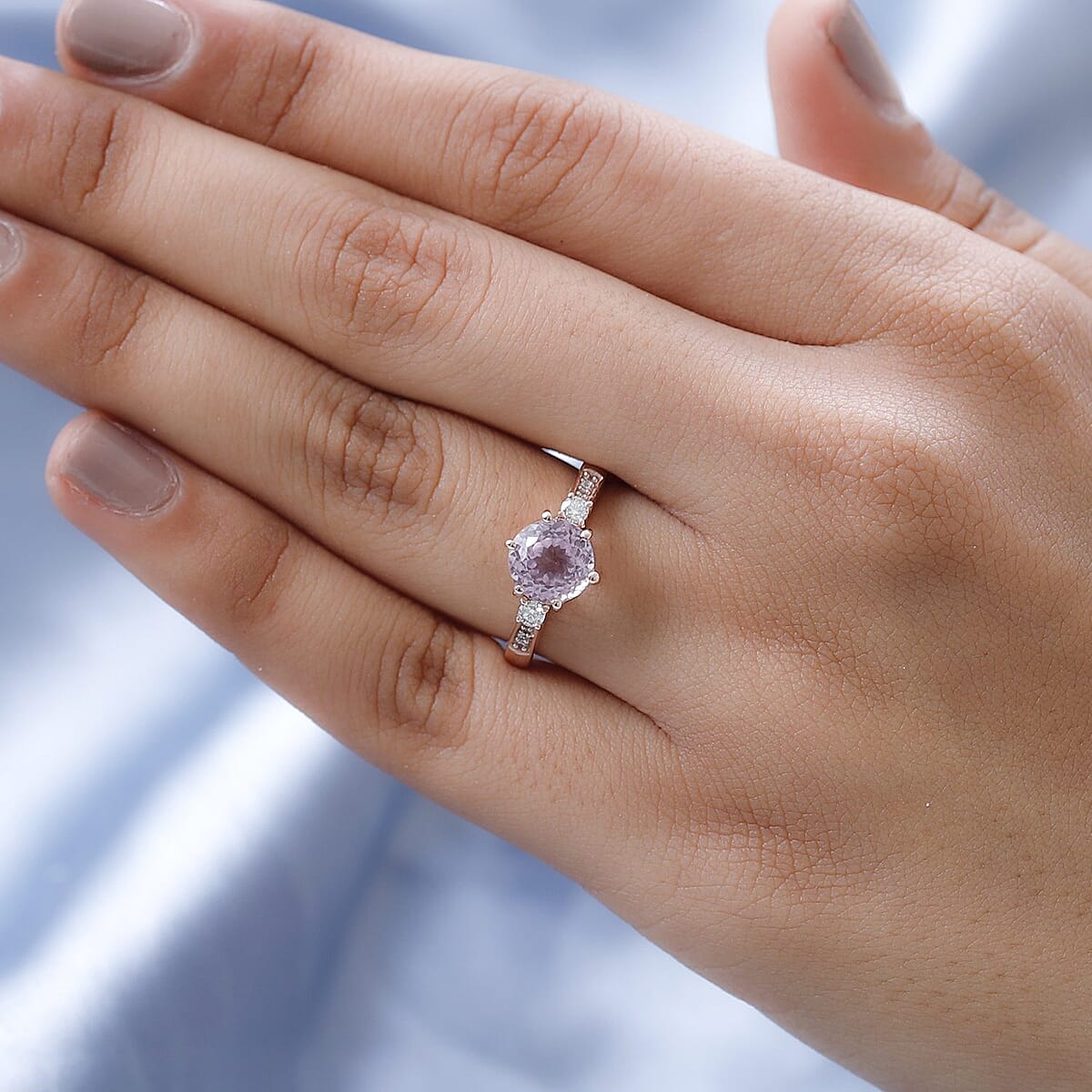Premium Martha Rocha Kunzite and Moissanite Ring in Vermeil Rose Gold Over Sterling Silver (Size 9.0) 2.75 ctw image number 2
