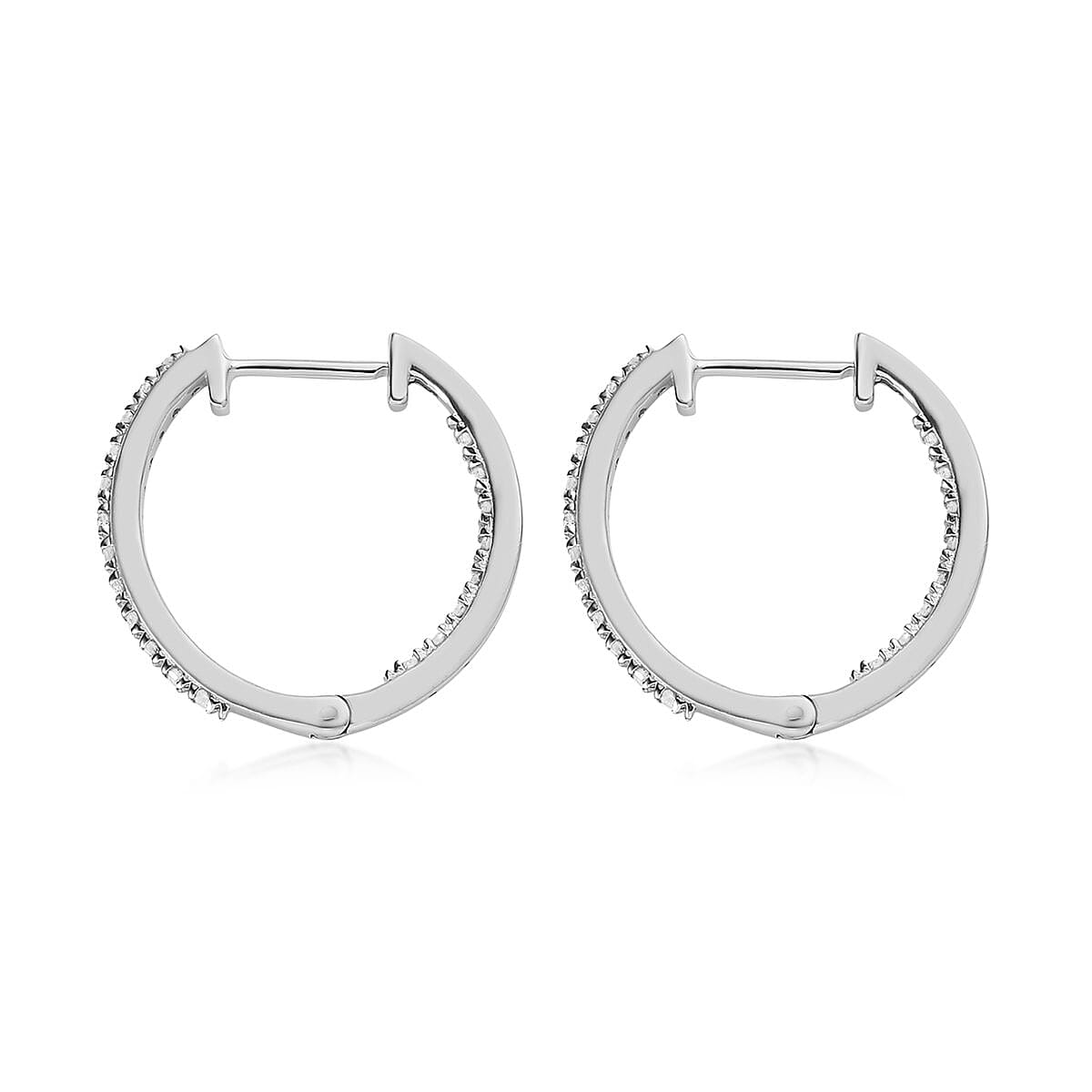 Diamond Hoop Earrings in Platinum Over Sterling Silver 0.50 ctw