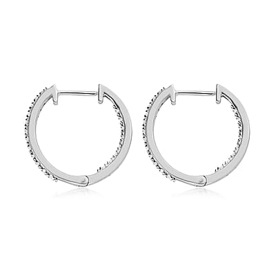 Diamond Hoop Earrings in Platinum Over Sterling Silver 0.50 ctw