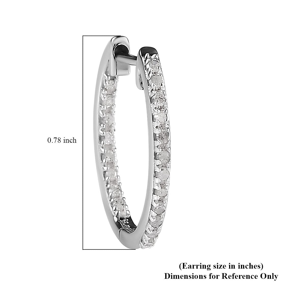Diamond Hoop Earrings in Platinum Over Sterling Silver 0.50 ctw