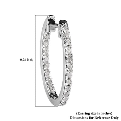 Diamond Hoop Earrings in Platinum Over Sterling Silver 0.50 ctw