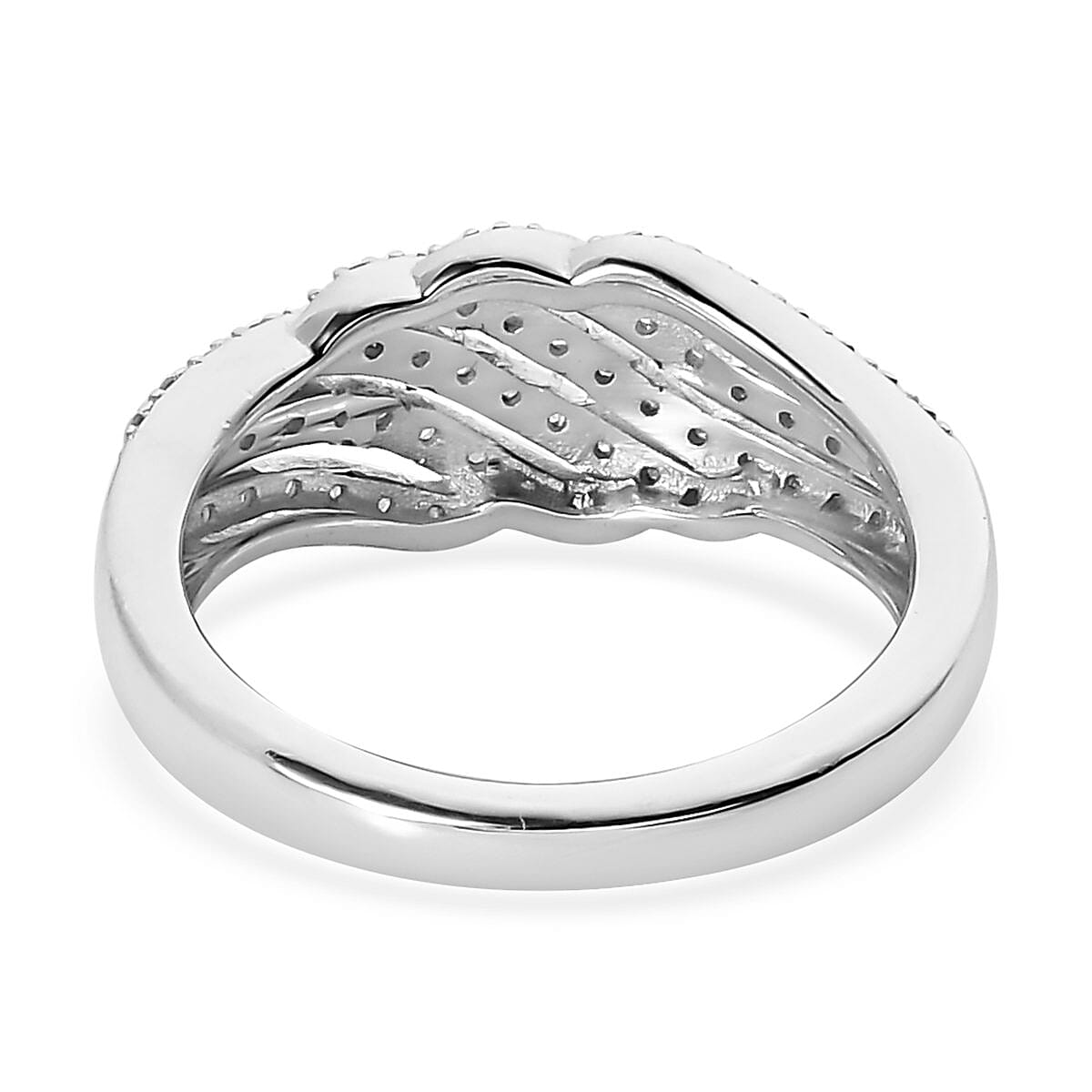 Diamond Cluster Ring in Platinum Over Sterling Silver 0.33 ctw image number 4