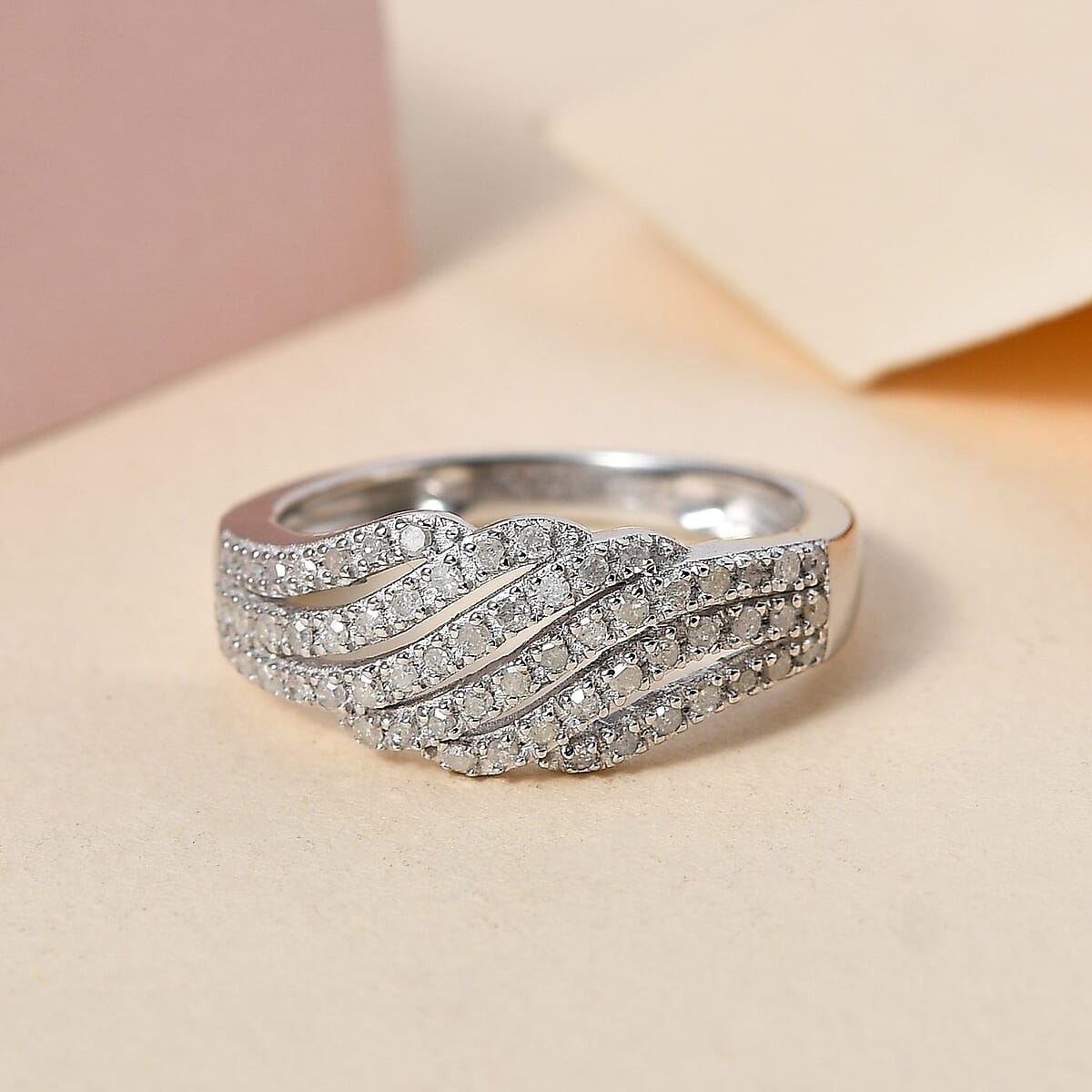 Diamond Cluster Ring in Platinum Over Sterling Silver (Size 8.0) 0.33 ctw image number 1