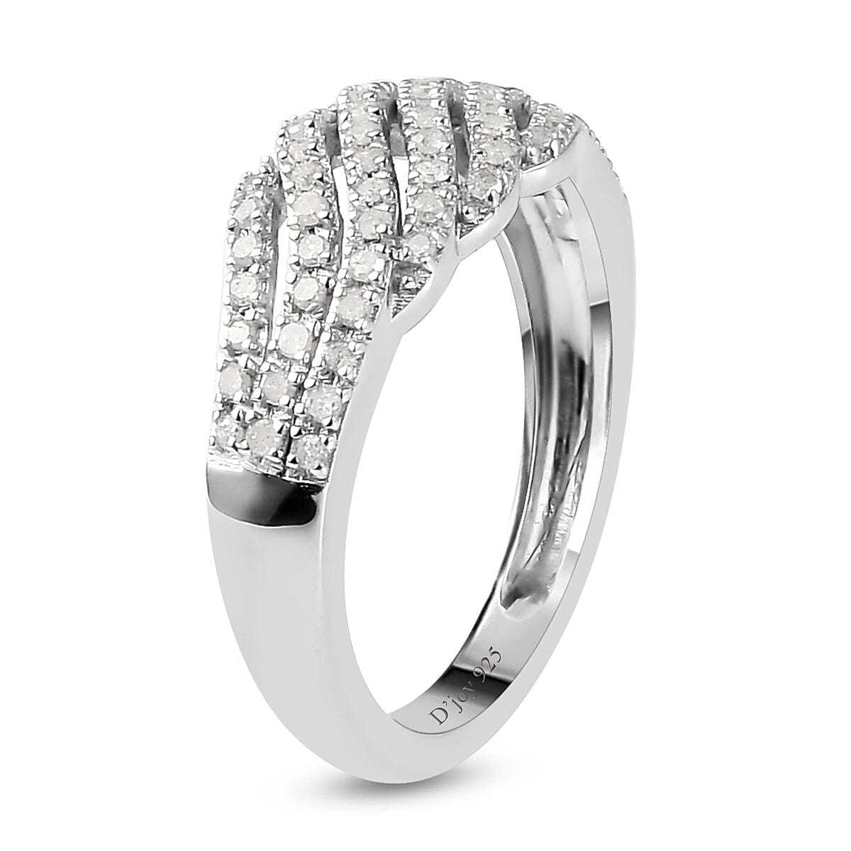 Diamond Cluster Ring in Platinum Over Sterling Silver (Size 8.0) 0.33 ctw image number 3