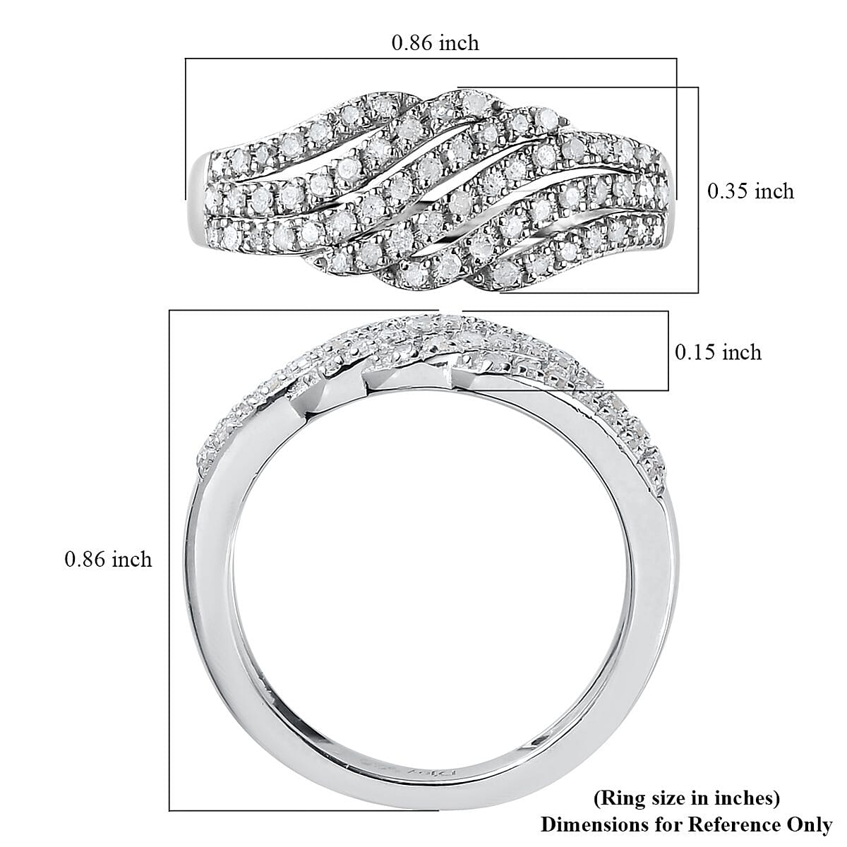 Diamond Cluster Ring in Platinum Over Sterling Silver (Size 8.0) 0.33 ctw image number 5