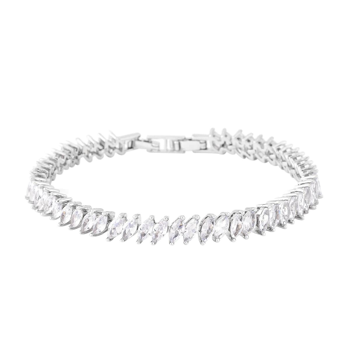 Simulated Diamond Tennis Bracelet in Silvertone (7.5-In) 15.00 ctw image number 0