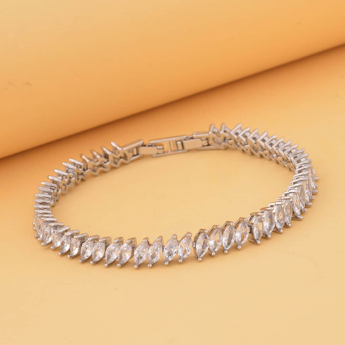 Simulated Diamond Tennis Bracelet in Silvertone (7.5-In) 15.00 ctw image number 1