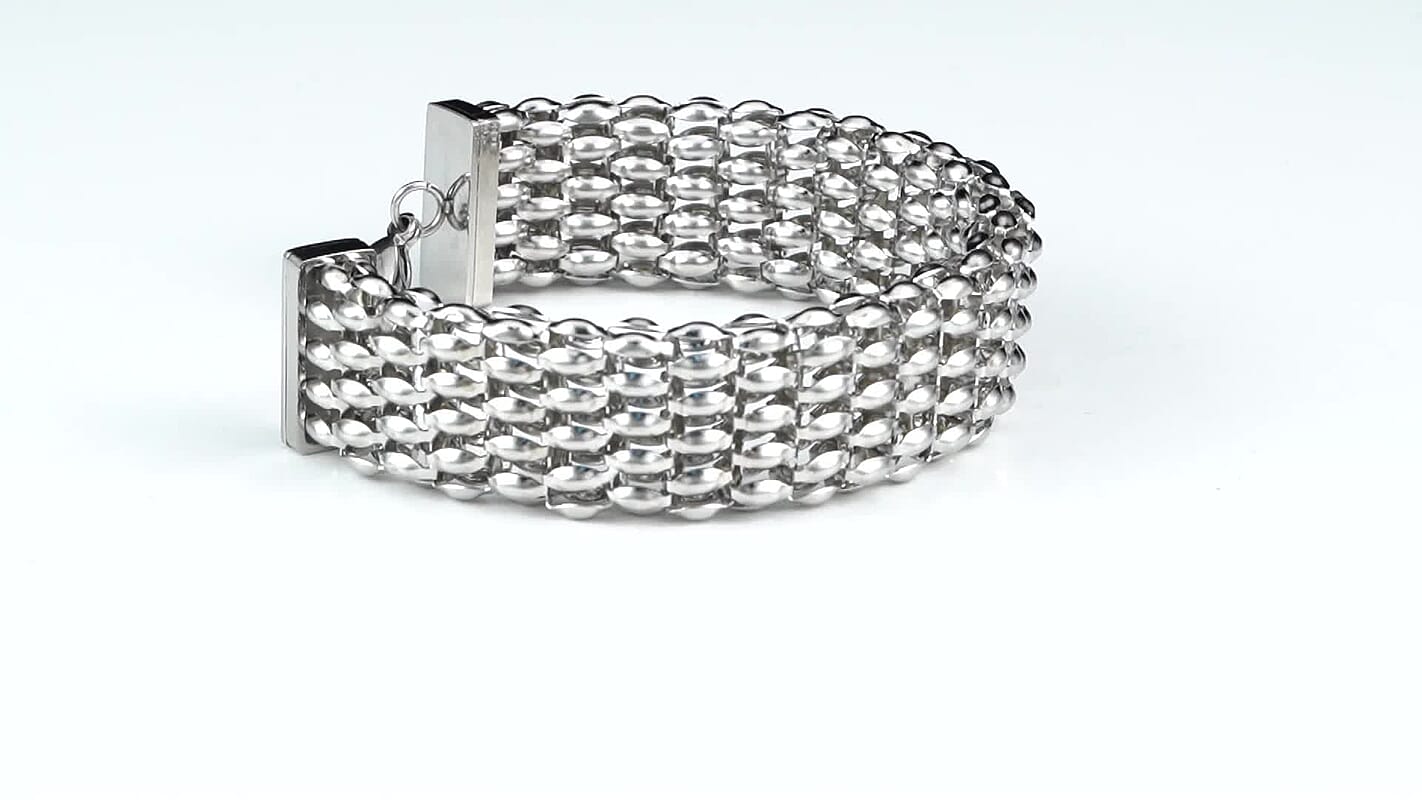 Mesh Chain Bracelet in Stainless Steel (7.50-9In)