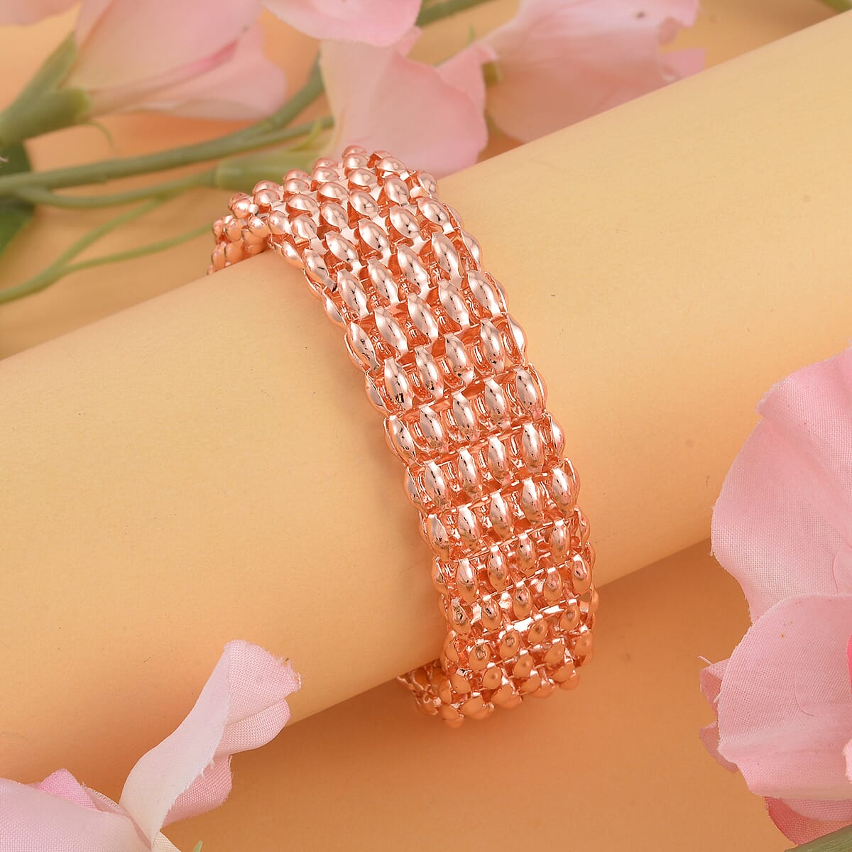 Mesh Chain Bracelet in ION Plated RG Stainless Steel (7.50-9In) image number 1