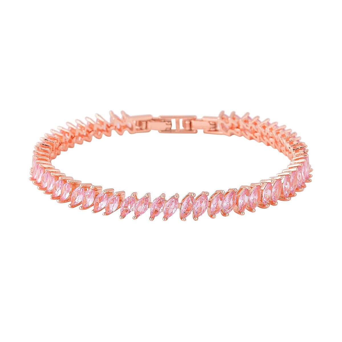 Simulated Pink Diamond Tennis Bracelet in Rosetone (7.5-In) 15.00 ctw image number 0