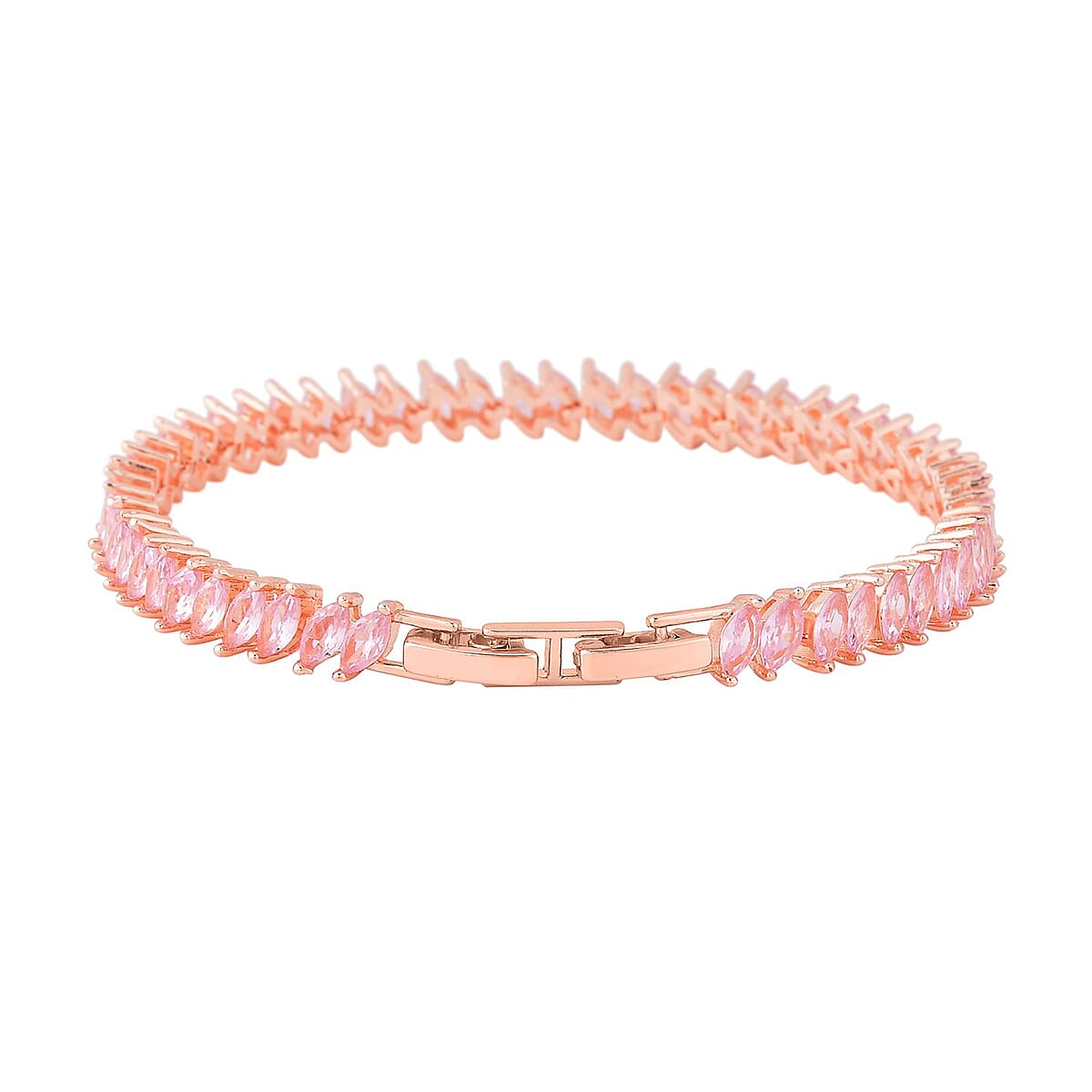 Simulated Pink Diamond Tennis Bracelet in Rosetone (7.5-In) 15.00 ctw image number 2