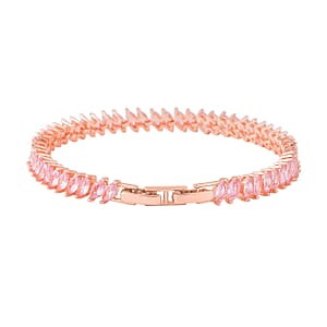 Simulated Pink Diamond Tennis Bracelet in Rosetone (7.5-In) 15.00 ctw