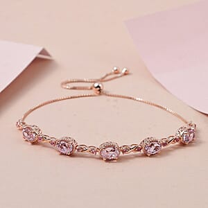 Premium Martha Rocha Kunzite and Premium Morro Redondo Pink Tourmaline Bolo Bracelet in Vermeil Rose Gold Over Sterling Silver 5.80 ctw